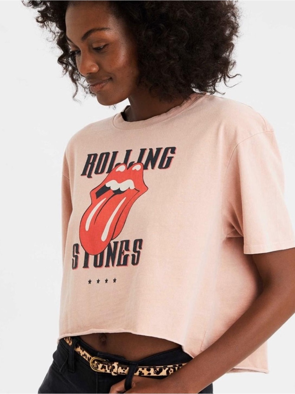 Vintage oversized Women’s Rolling Stones Cropped Graphic Tee